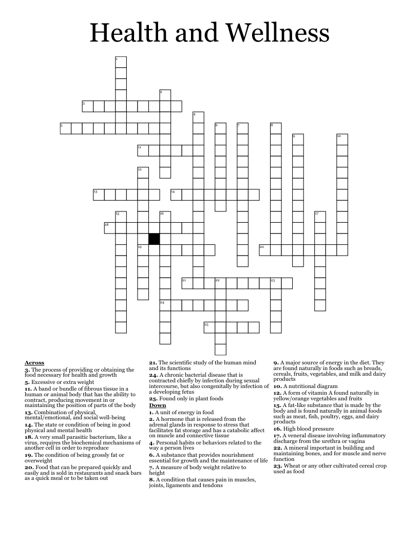 Health Crosswords Word Searches Bingo Cards WordMint