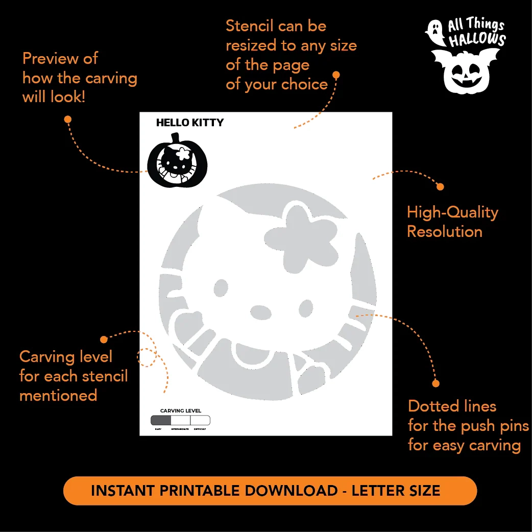 Hello Kitty Pumpkin Stencil Allthingshallows AllThingsHallows