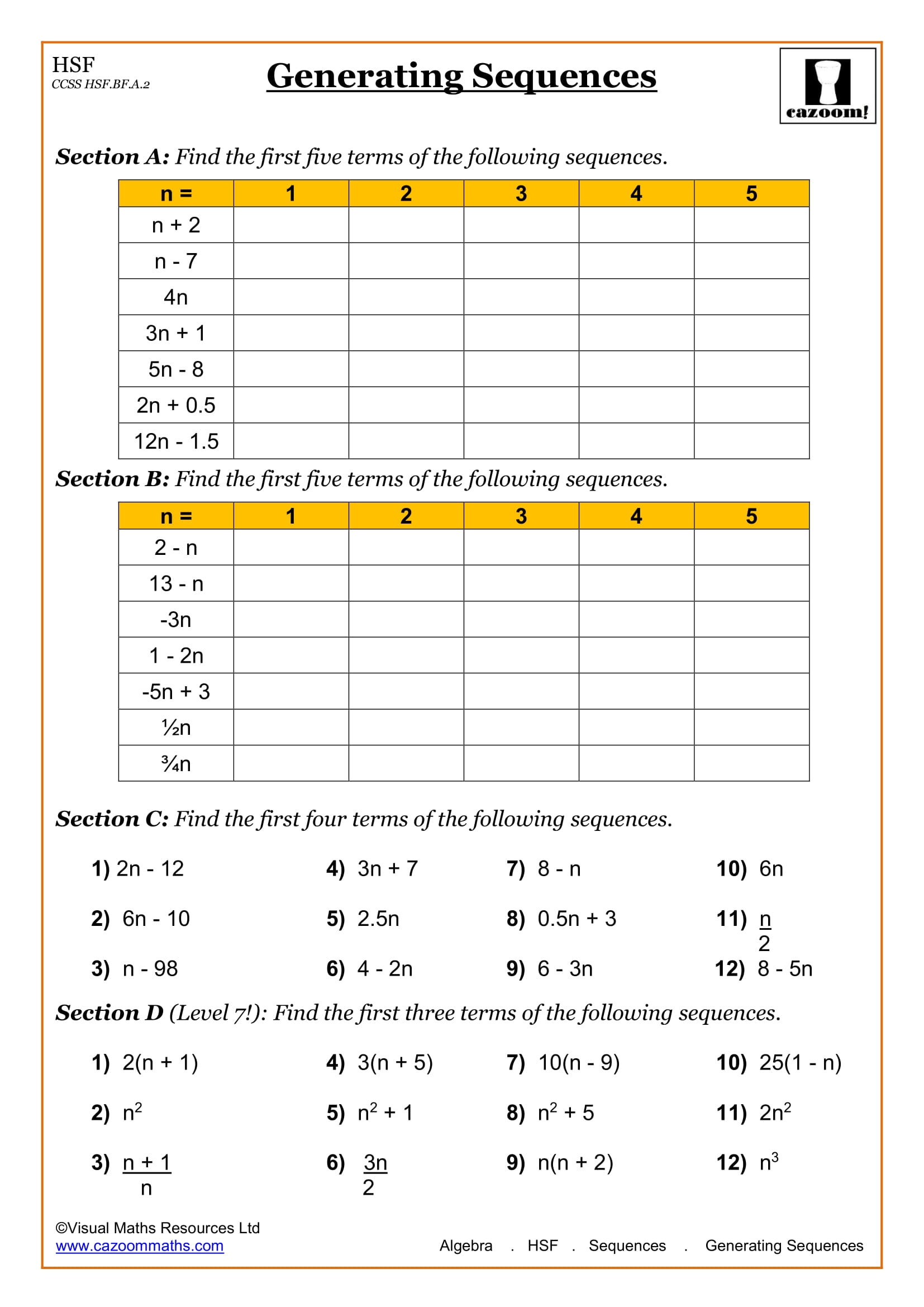 Printable Adult Math Worksheets