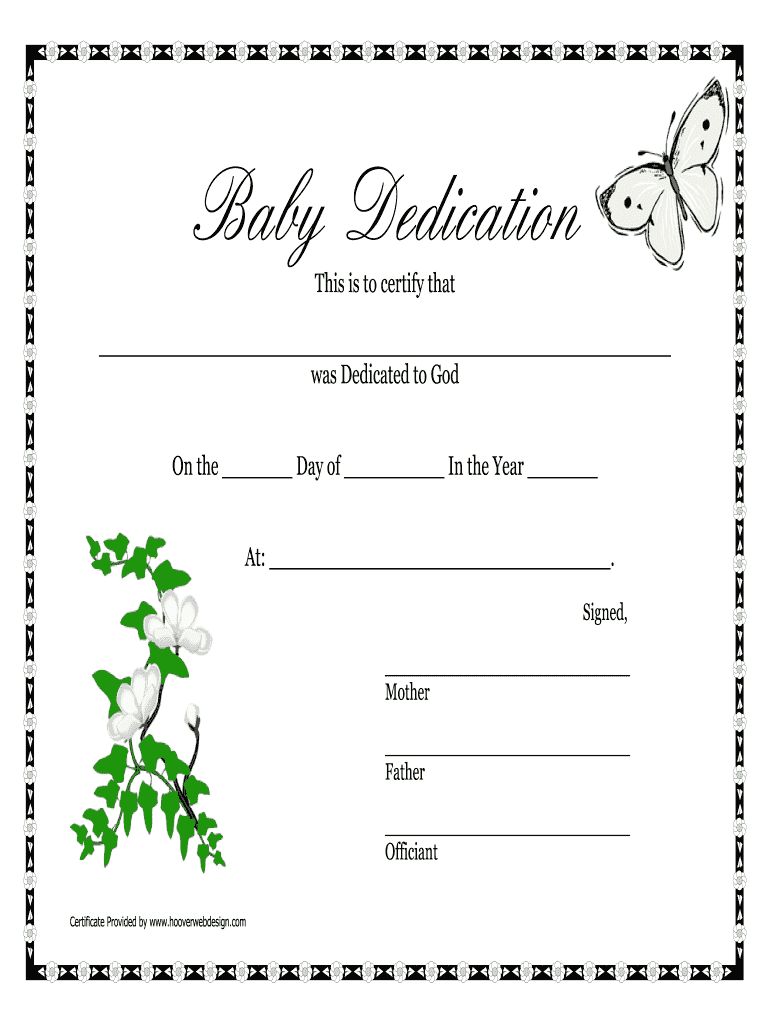Hoover Web Design Baby Dedication Certificate Form Fill Online 