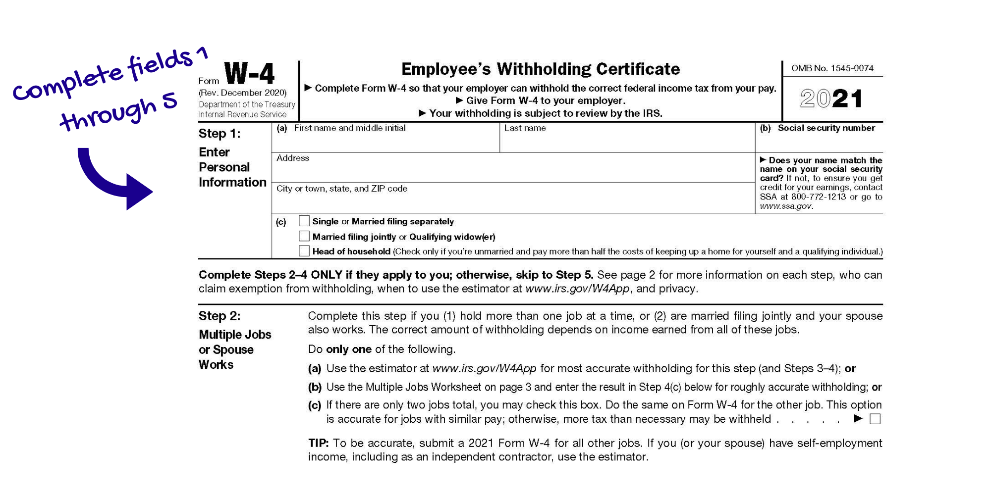 How To Complete A Form W 4 Updated For 2021 Canon Capital 