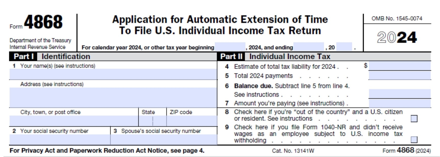 How To Complete IRS Form 4868