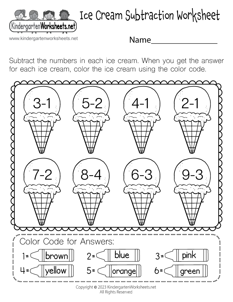 Ice Cream Subtraction Worksheet Free Printable Digital amp PDF