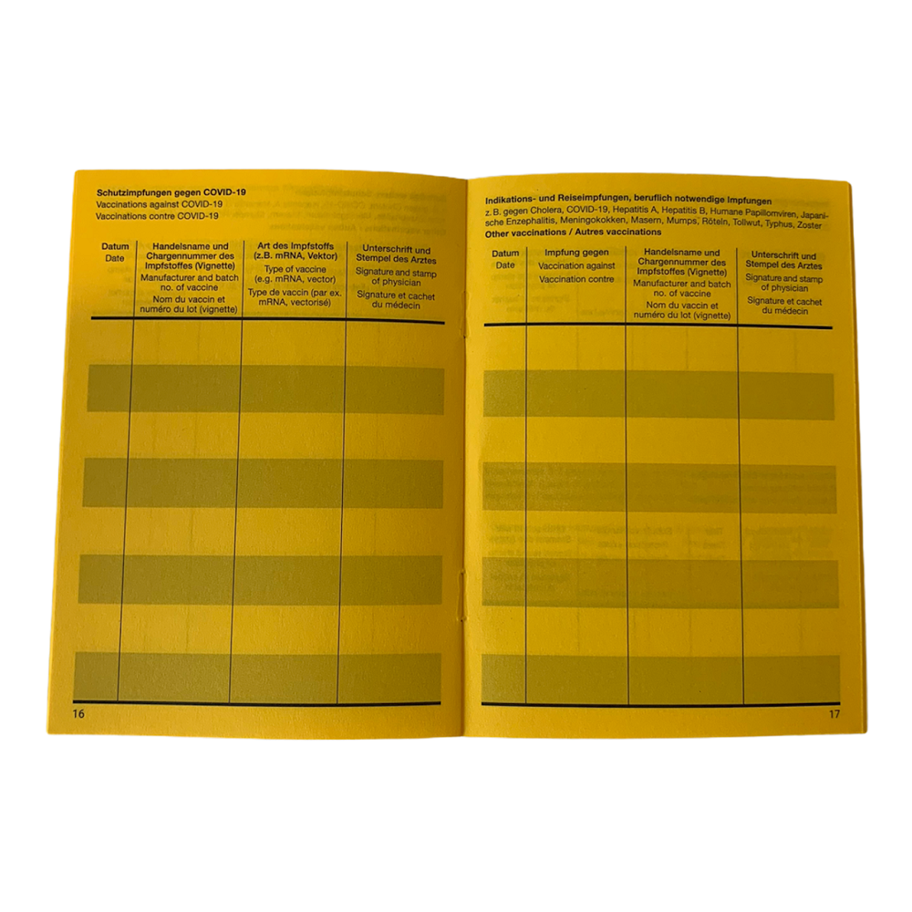Impfpass International WHO Impfausweis Impfbuch Mit Zusatzseite COVID 19