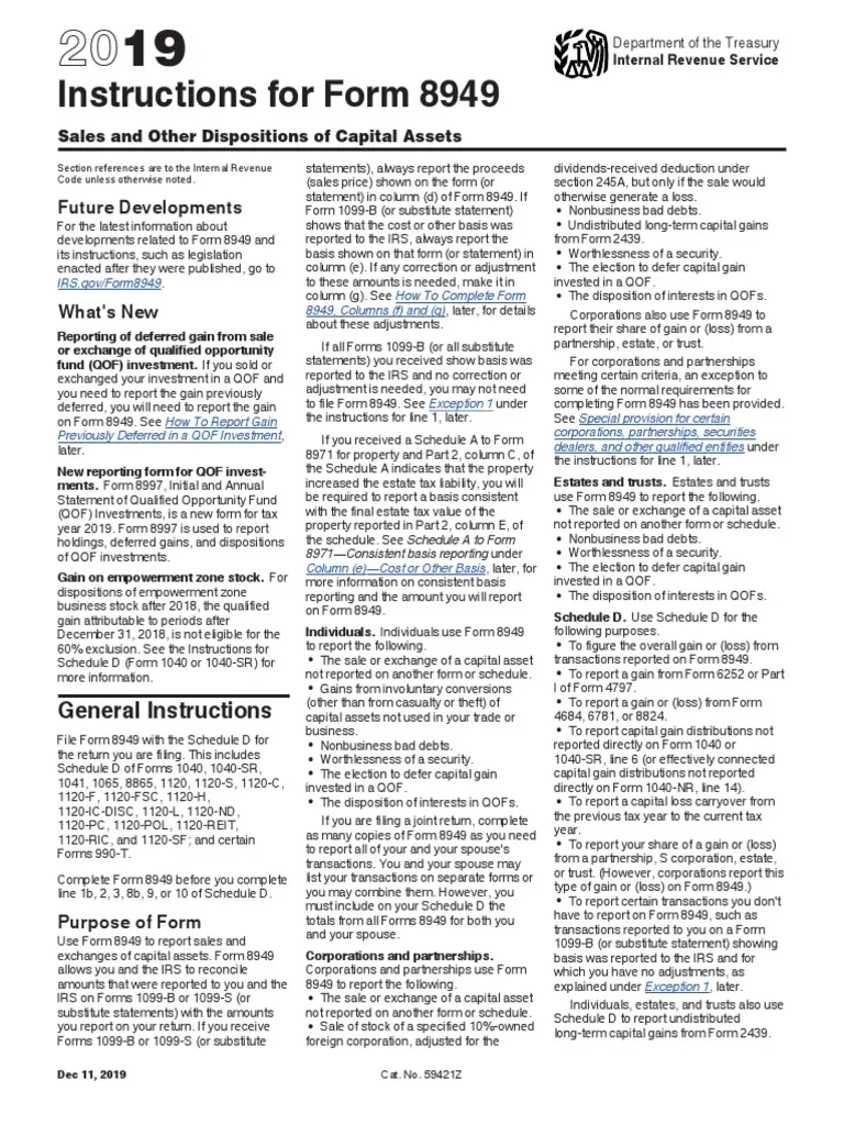 Instructions For Form 8949 Future Developments PDF Estate Tax 