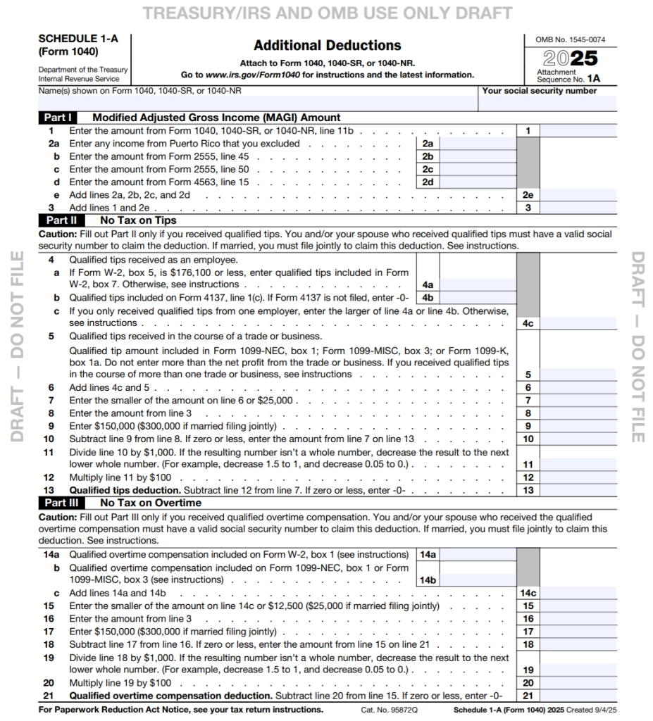 IRS Provides Glimpse Of Schedule 1 A Form For New OBBBA Tax 