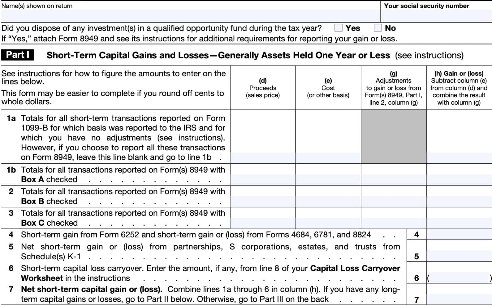 IRS Schedule D Instructions Capital Gains And Losses