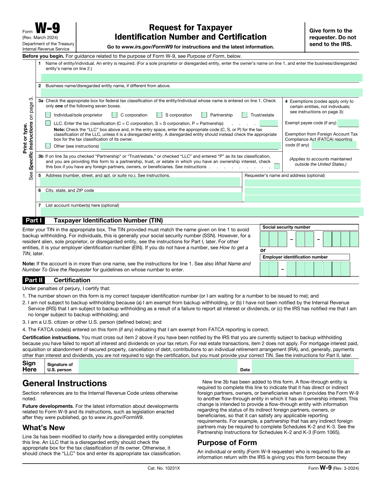 Business W9 Form Free