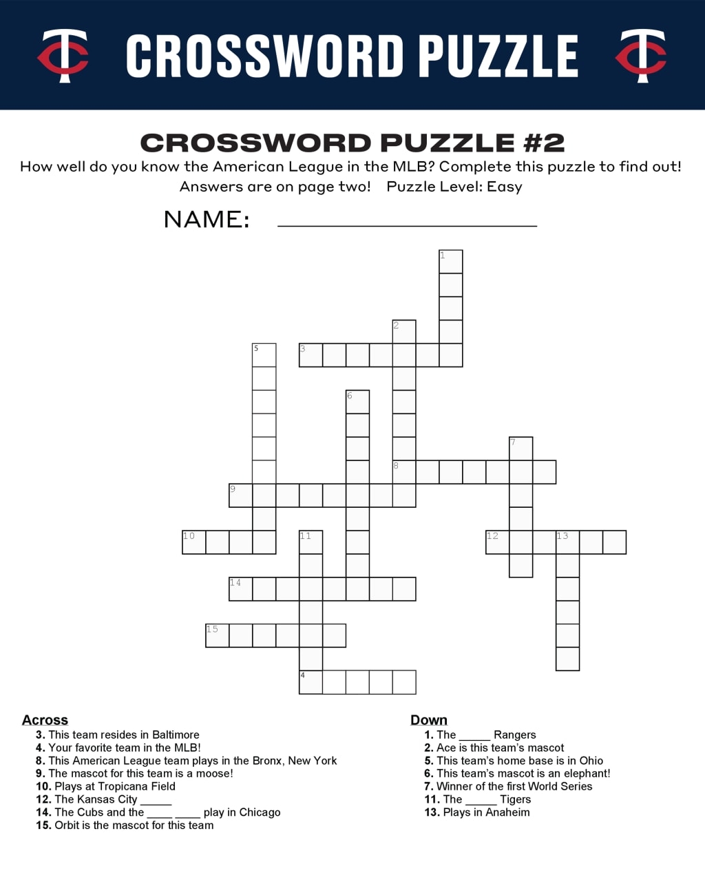 Free Baseball Crossword Puzzles Online