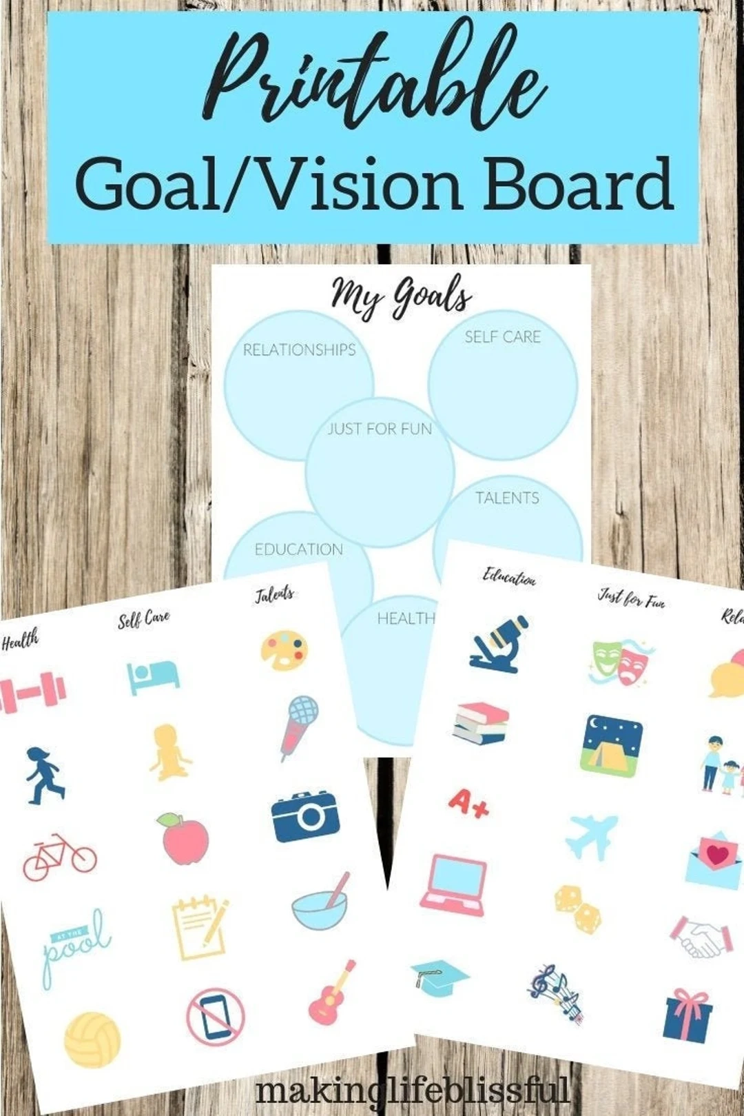 Kids Vision Board Printable Kit Zieleinstellung EDITIERBARE Canva Vorlage Etsy de