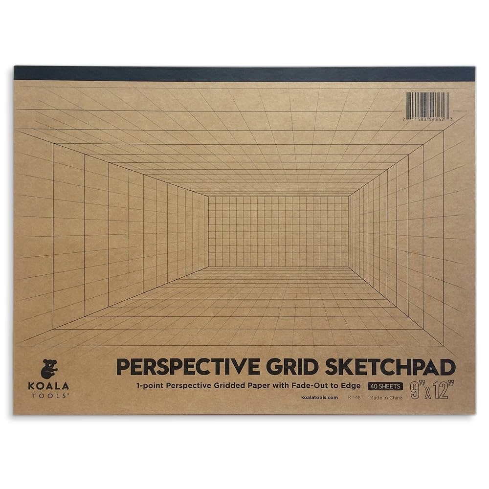 Koala Tools Room Grid 1 Point Large Sketch Pad 22 9 X 30 5 Cm 40 Seiten Perspektive Grid Graph Paper For Interior Room Design Industrie 