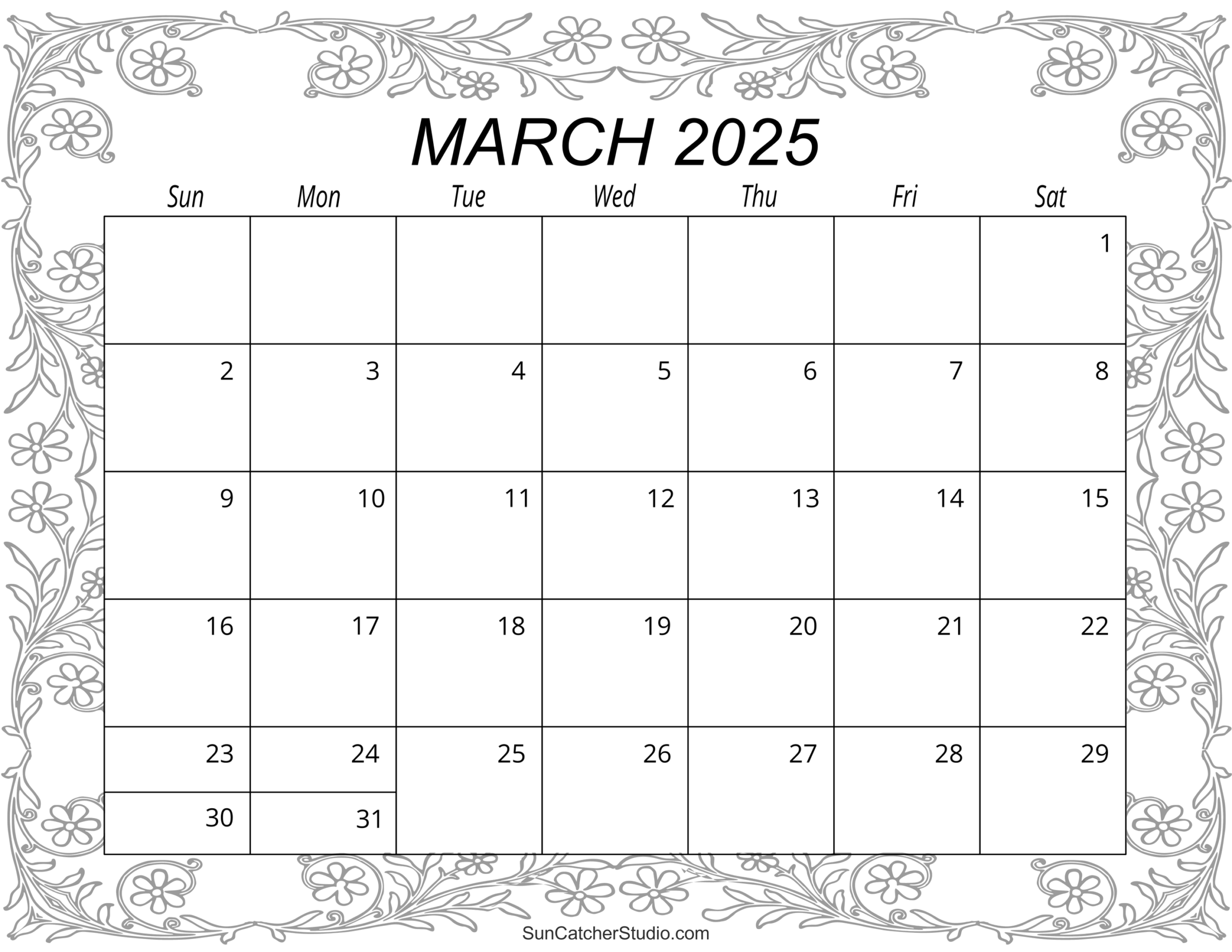 March Calendar Printable Free