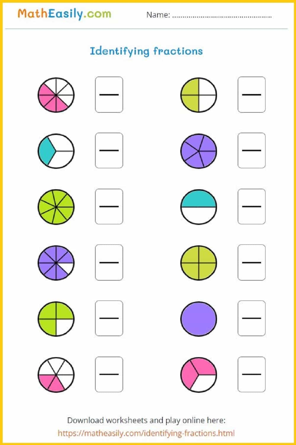 Printable Fraction Worksheets For Grade 3