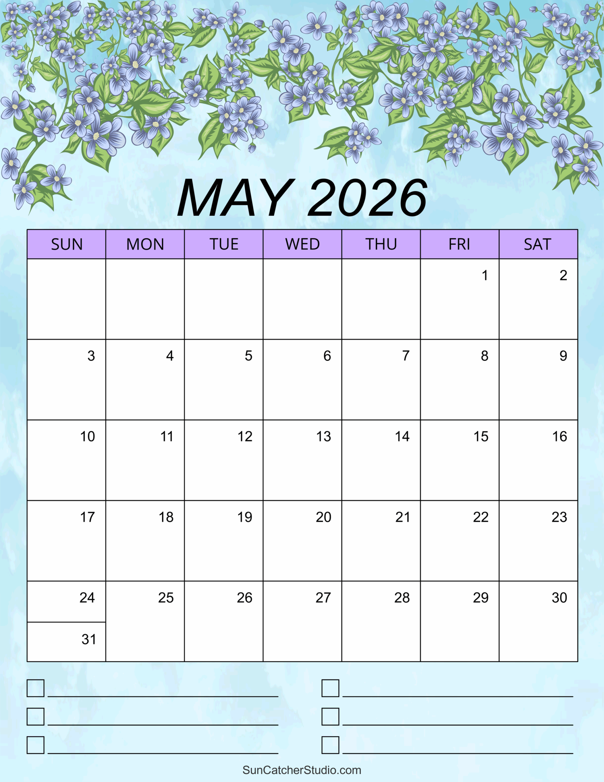 August 2026 May 2026 Calendar Printable