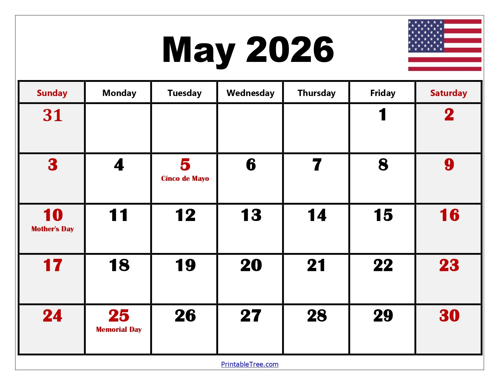 Blank Calendar 2026 May And June