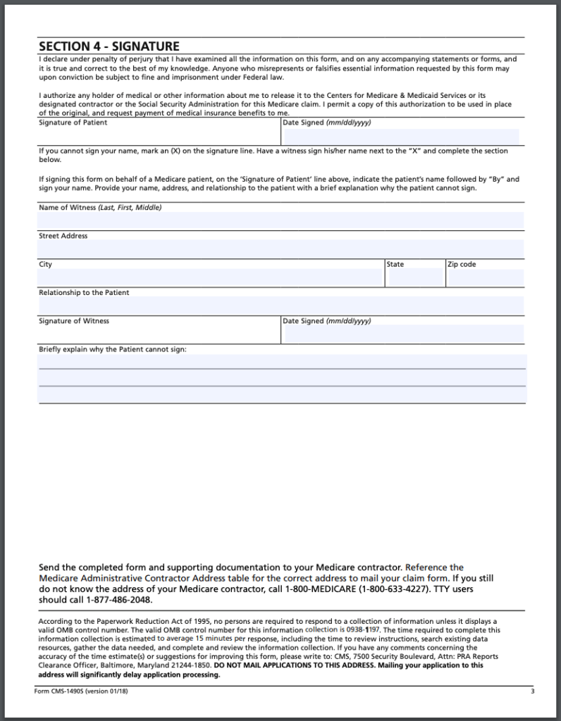 Medicare Reimbursement With A Request For Medical Payment Form 