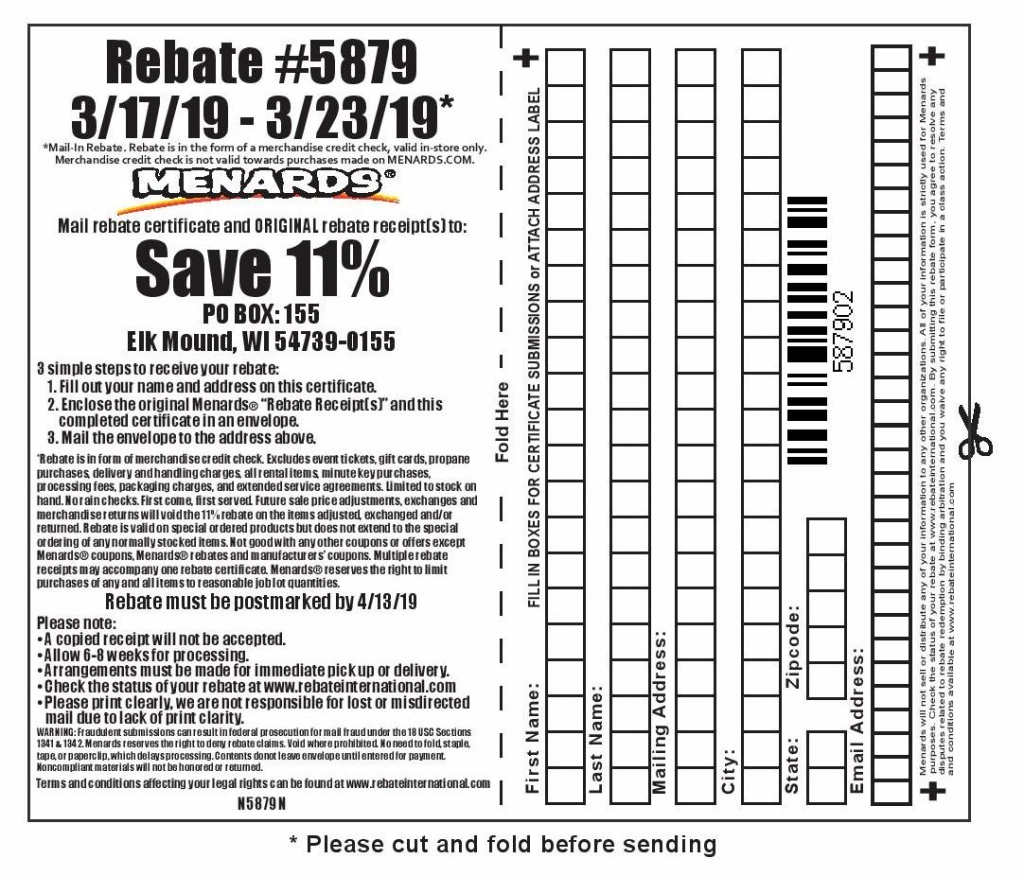 Menards Rebate Forms Printable Printable