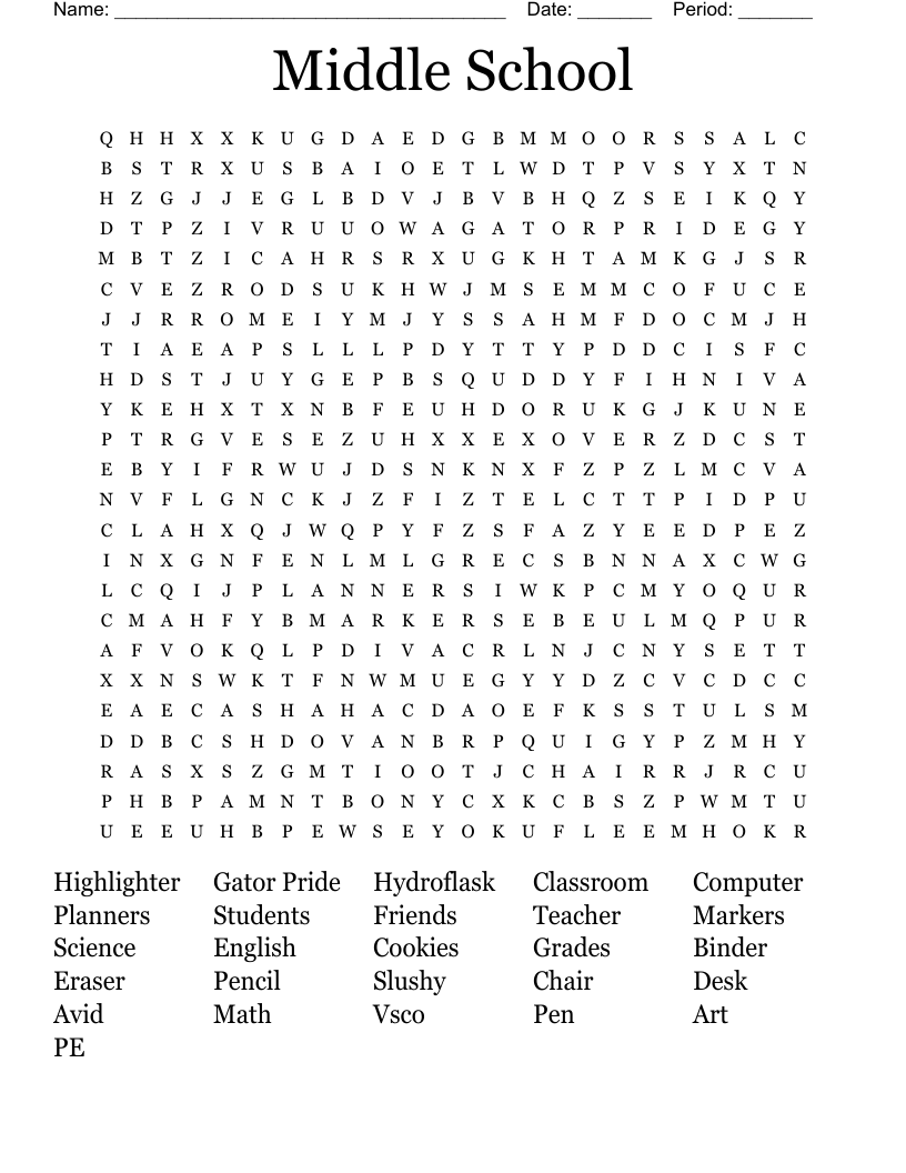 Middle School Puzzles Printable