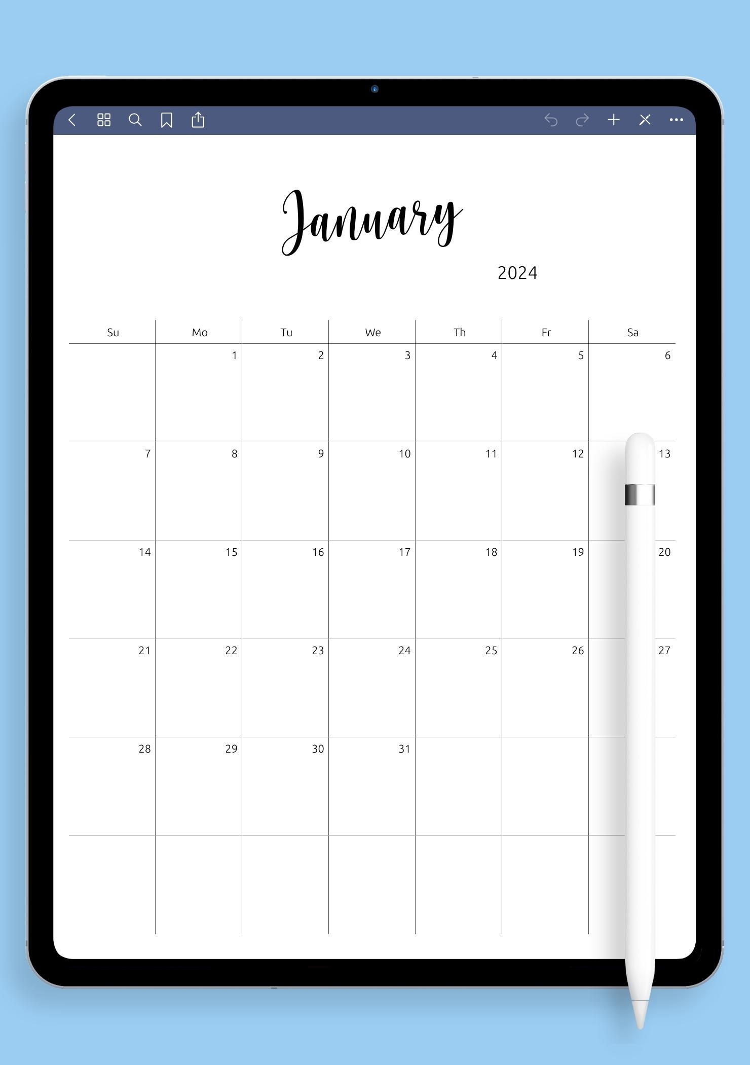 Minimal Calendar Printable Blank