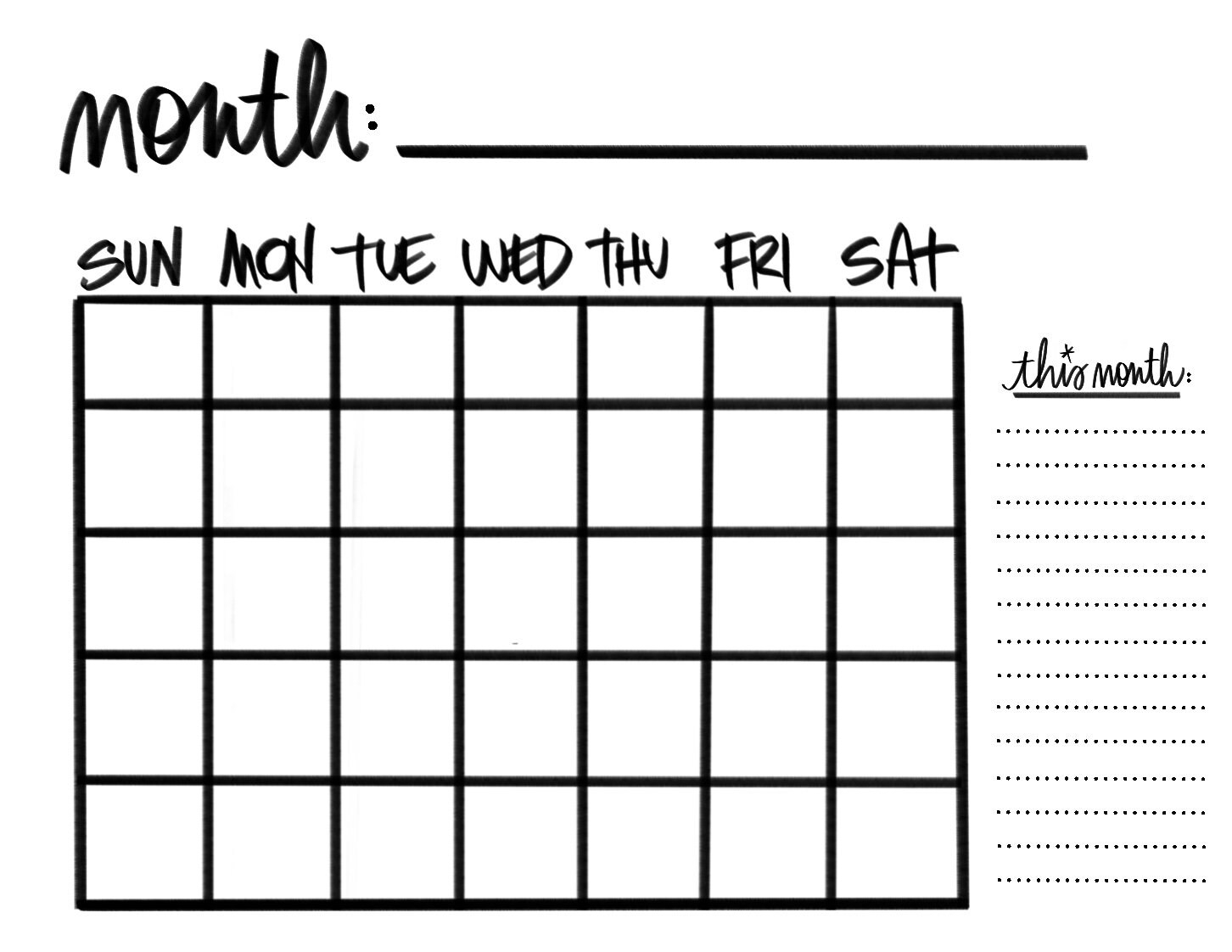 Monatlicher Kalender Druckbare PDF Digitaler Download Etsy de