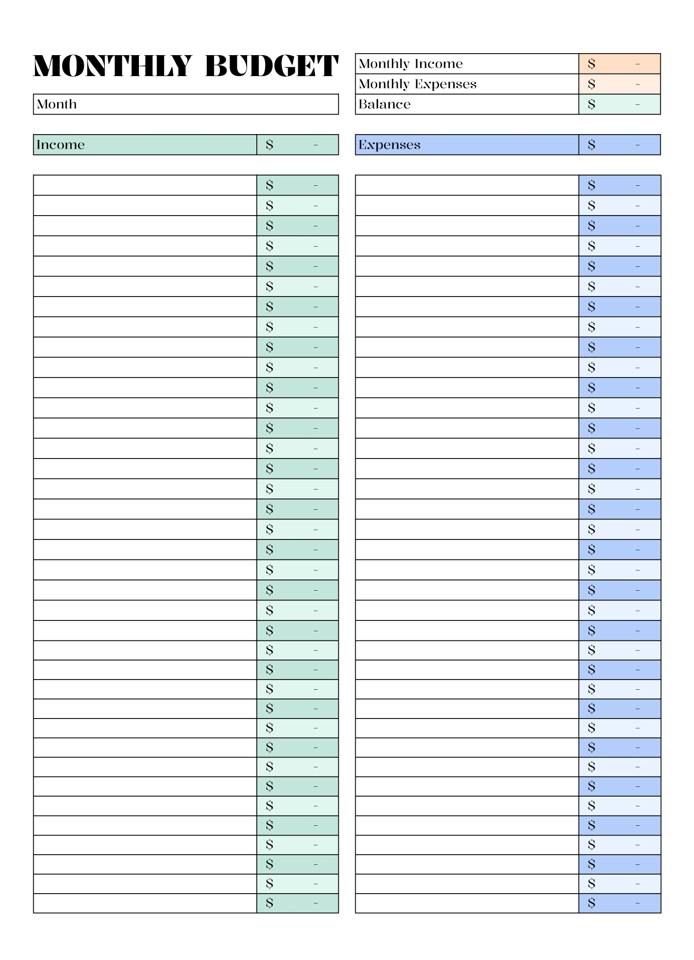 Monthly Income And Expense Sheet Free Google Sheets amp Excel Template