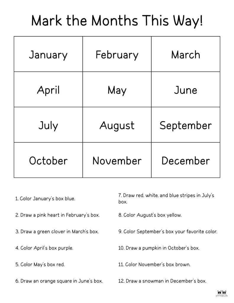 Months Of The Year Worksheets amp Printables Printabulls