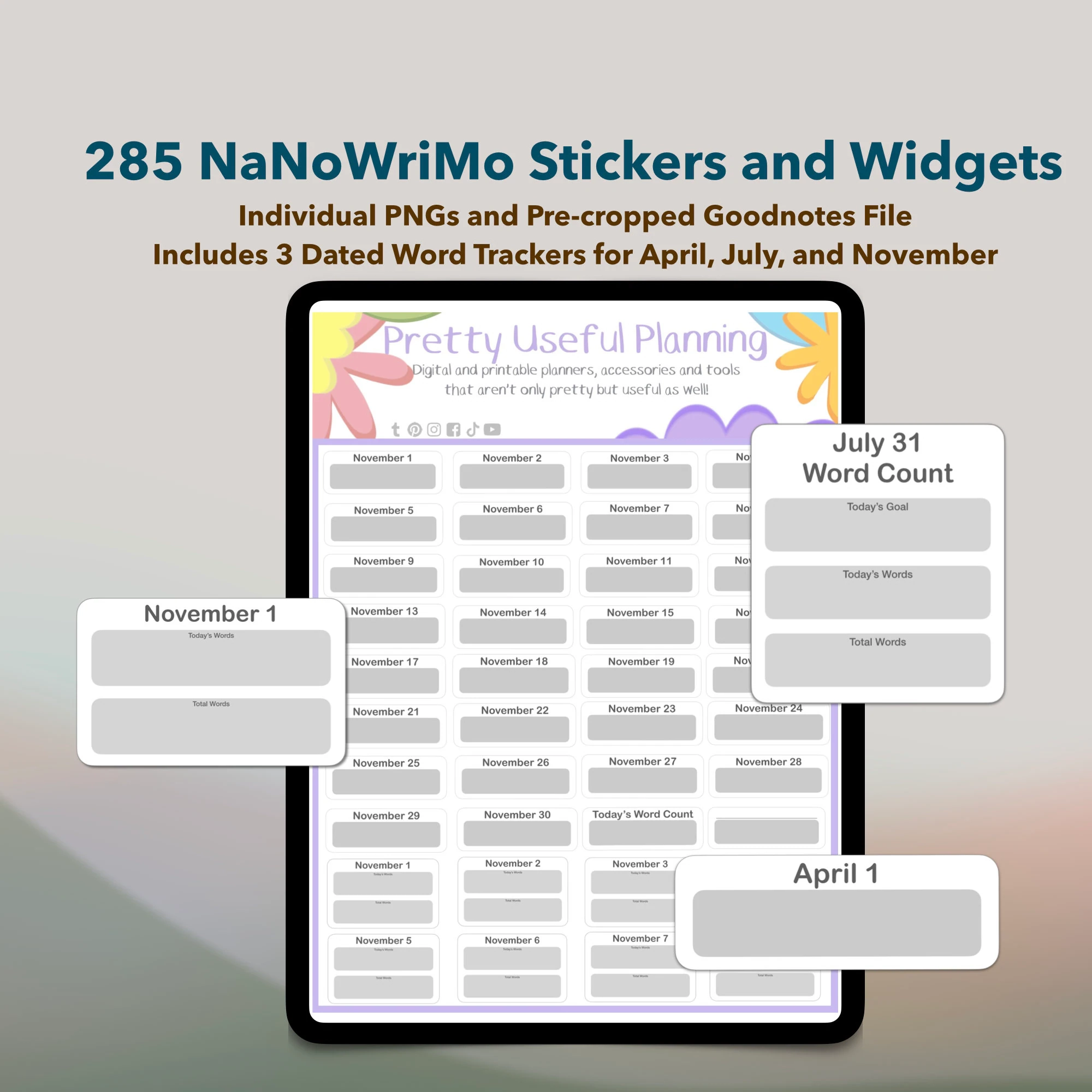 Nanowrimo Calendar Etsy