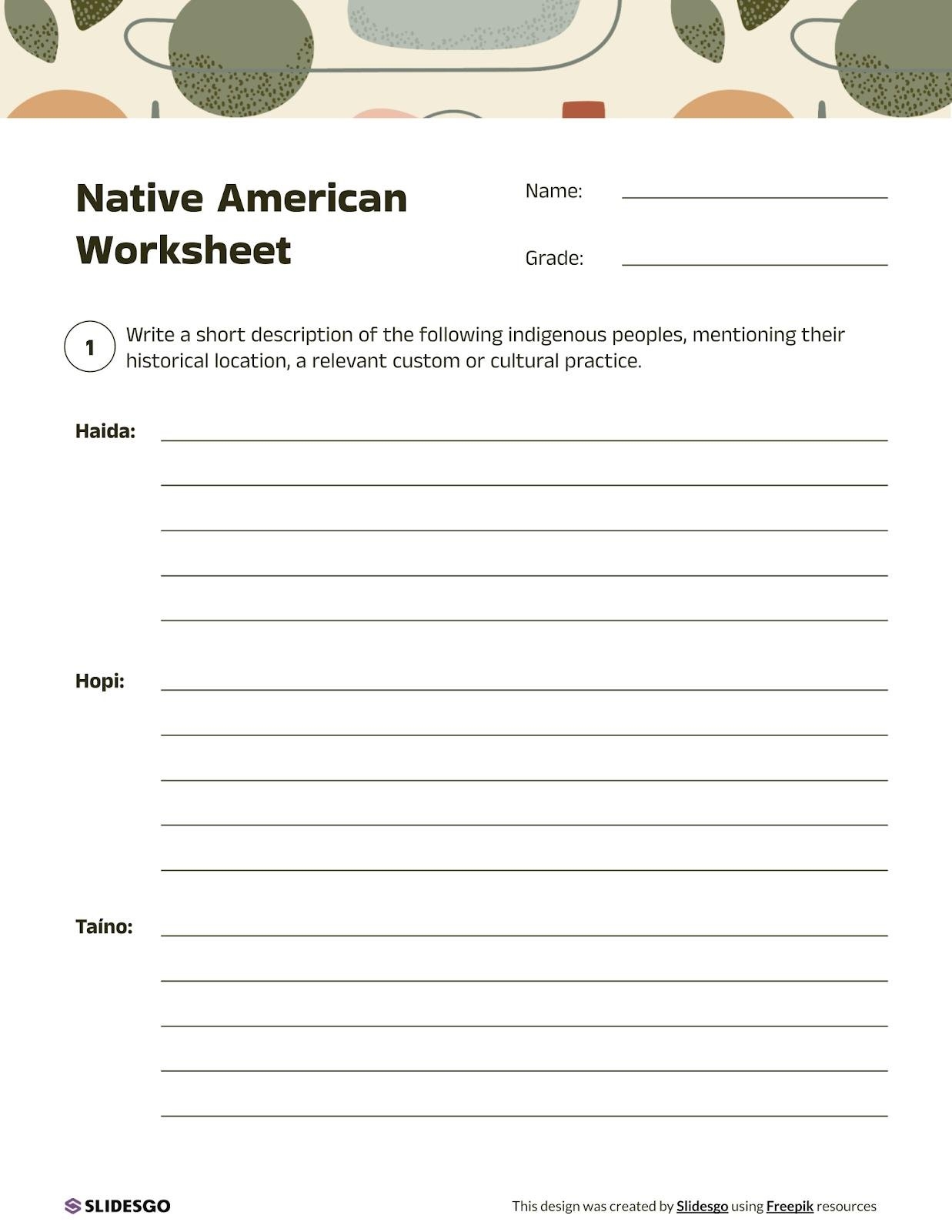 Free Printable Native American Worksheets