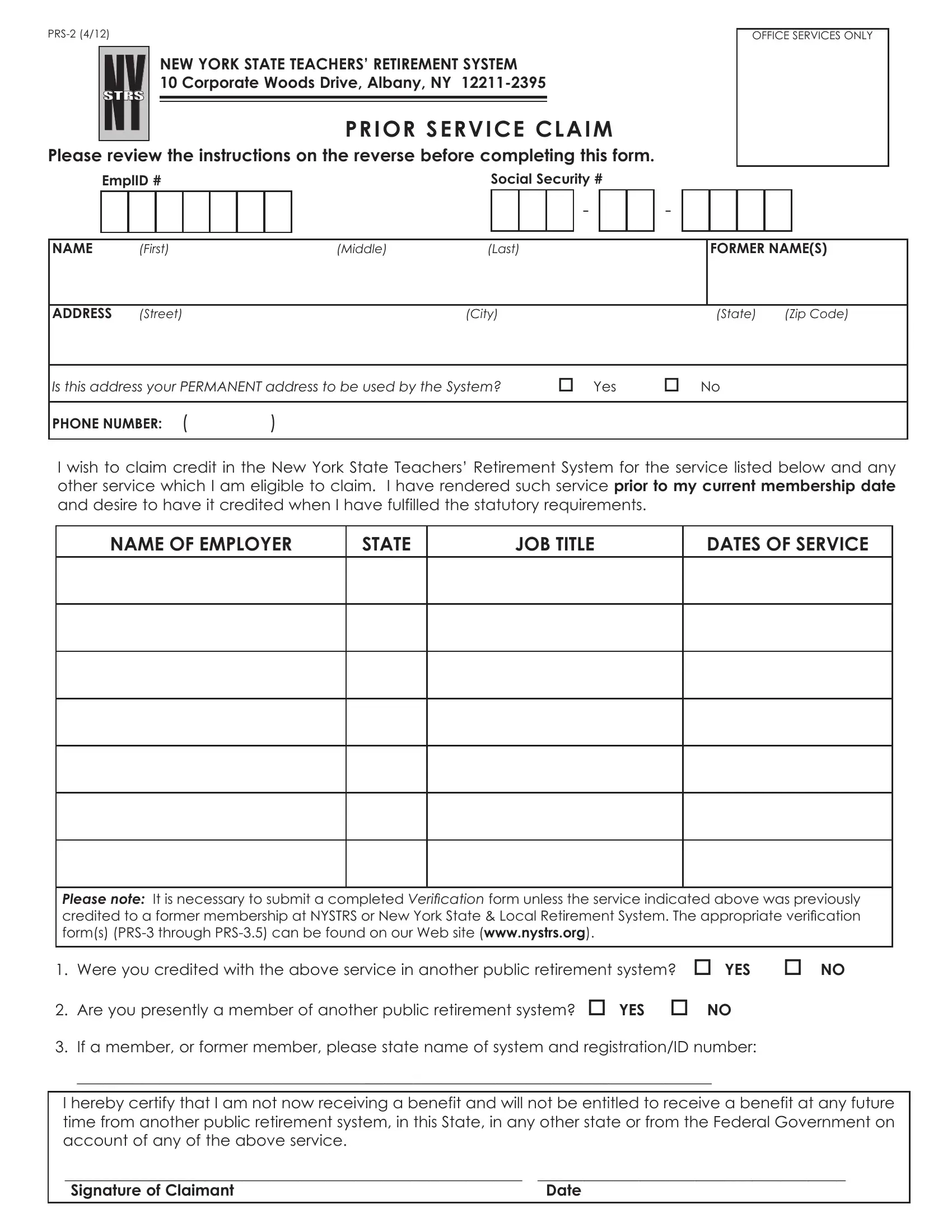New York Form Prs 2 Fill Out Printable PDF Forms Online