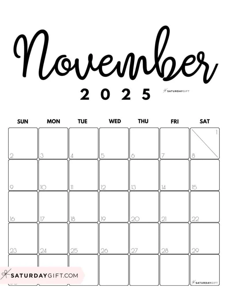 Printable November Calendar For Kids Portrait