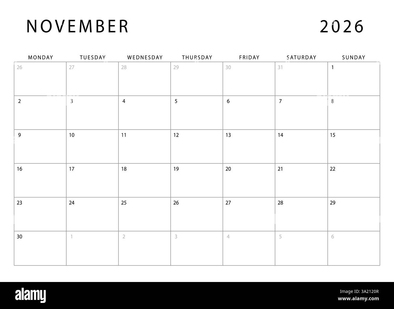 November 2026 Calendar Template