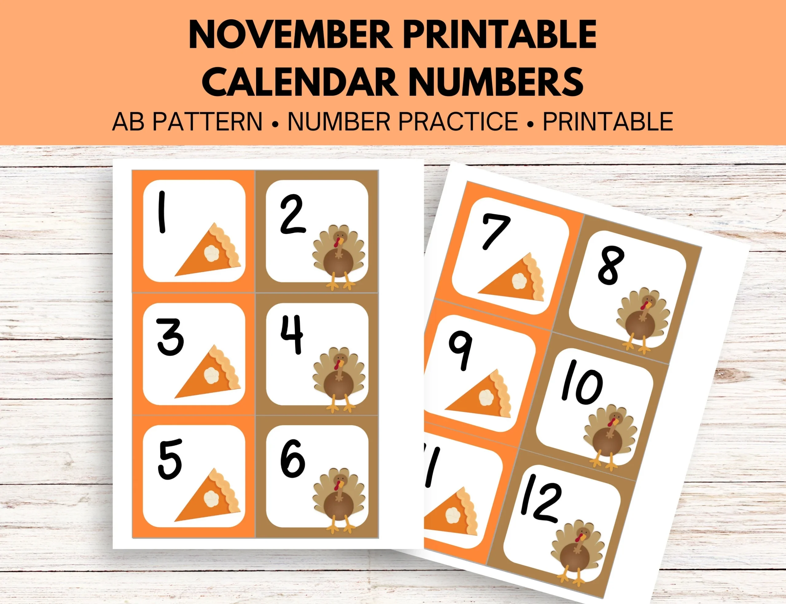 November Calendar Numbers In AB Pattern Etsy