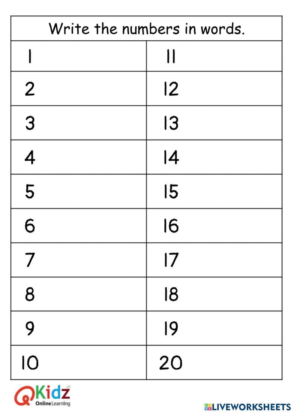 Numbers Worksheet 1 20 Practice Sheets For Counting And Number 