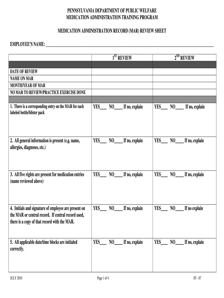 Free Printable Mar Template