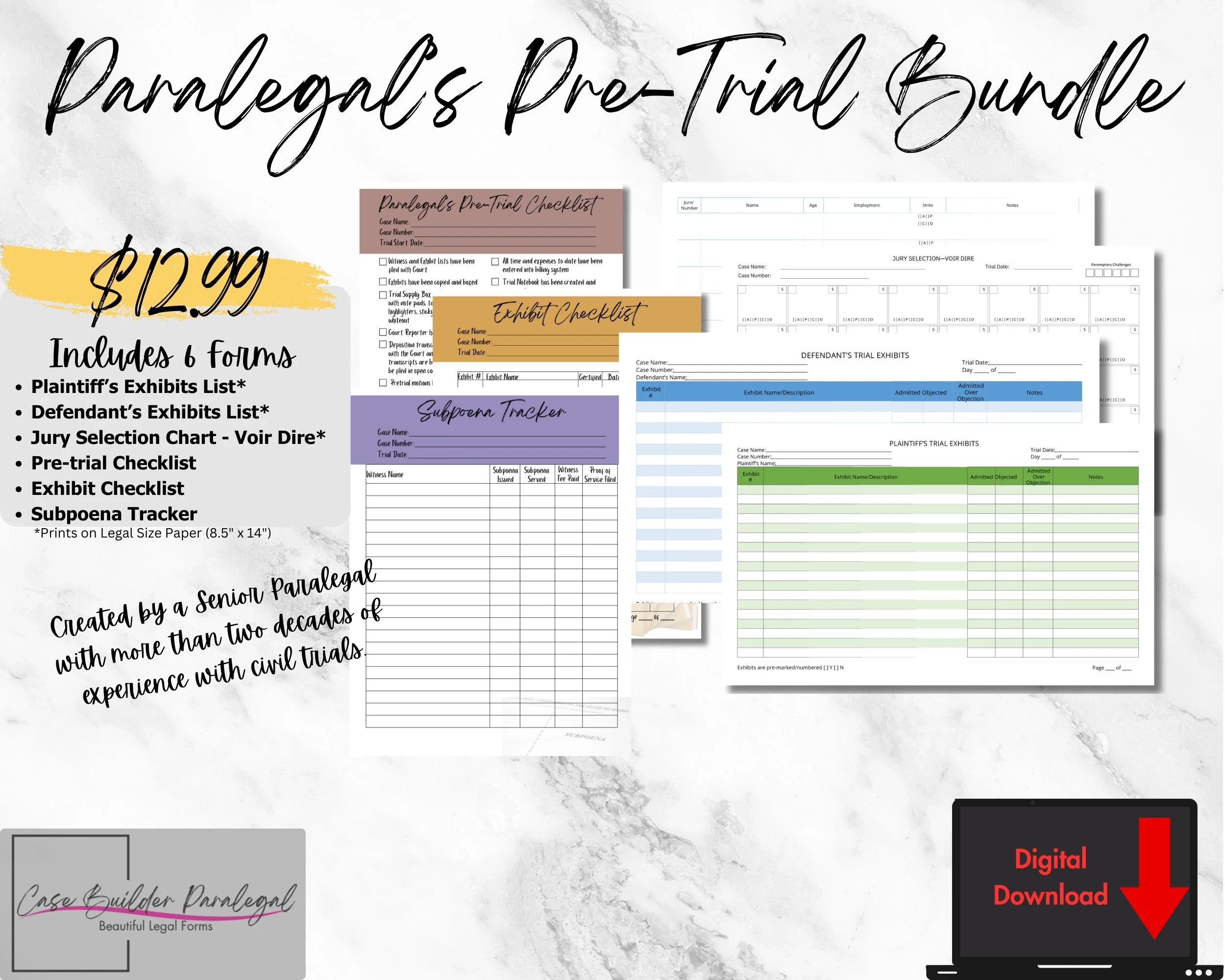 Paralegal s Pre Trial Bundle Etsy de