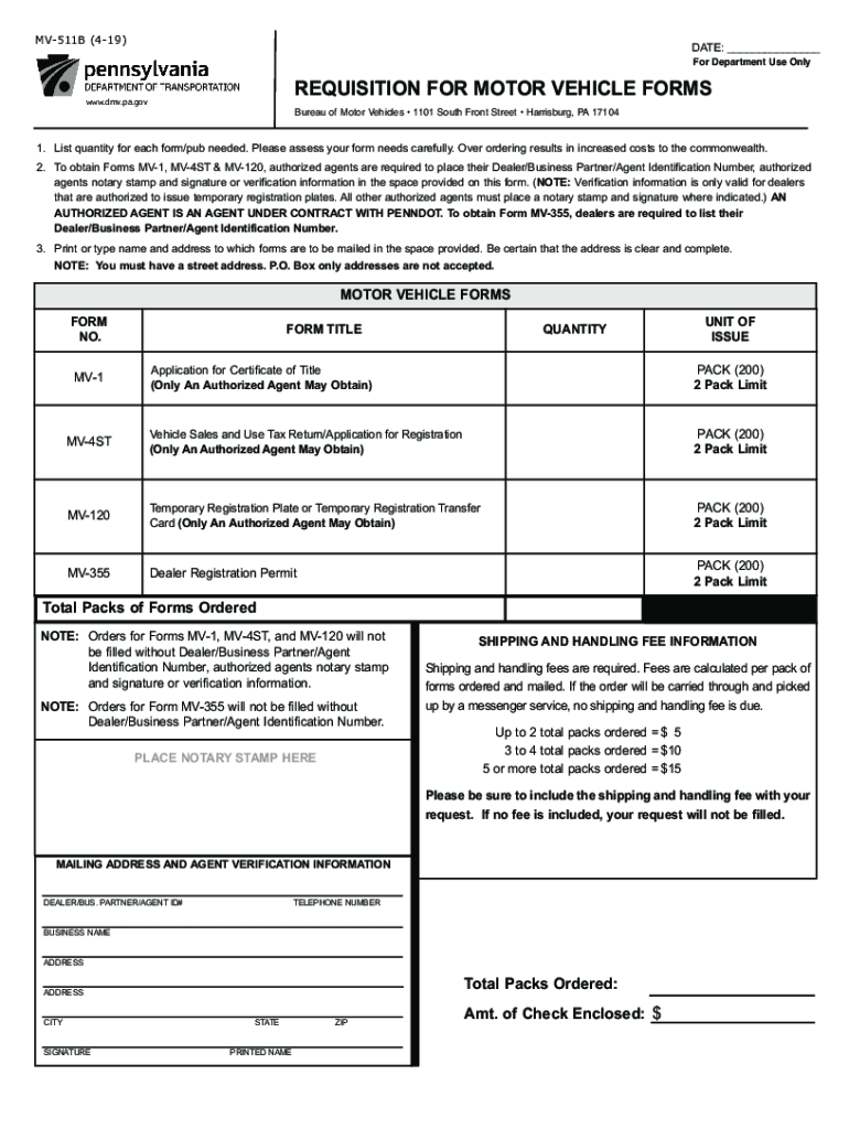 Pa Mv 1 Form Printable