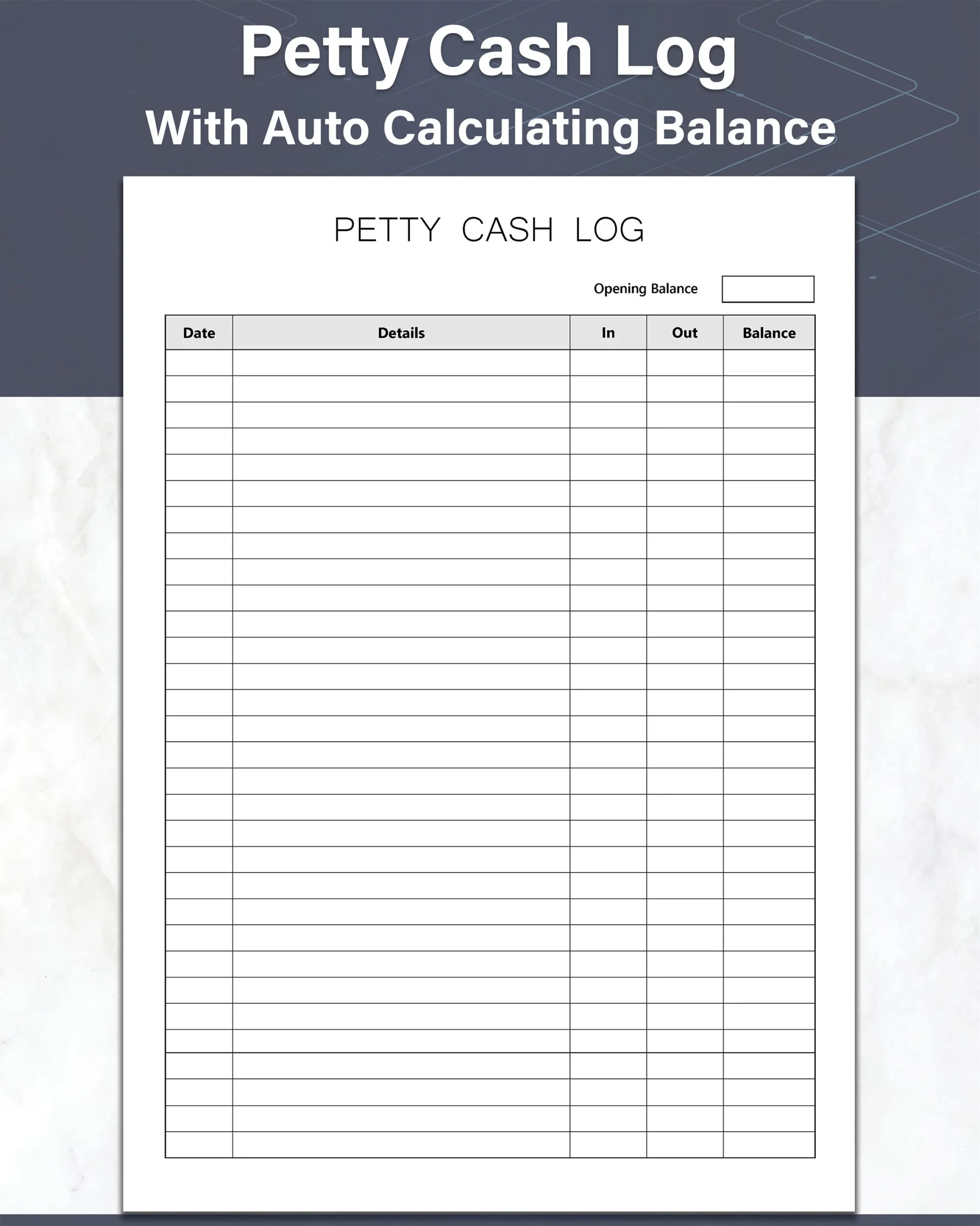 Petty Cash Log Fillable And Printable Cash Flow Log Sheet Ideal 