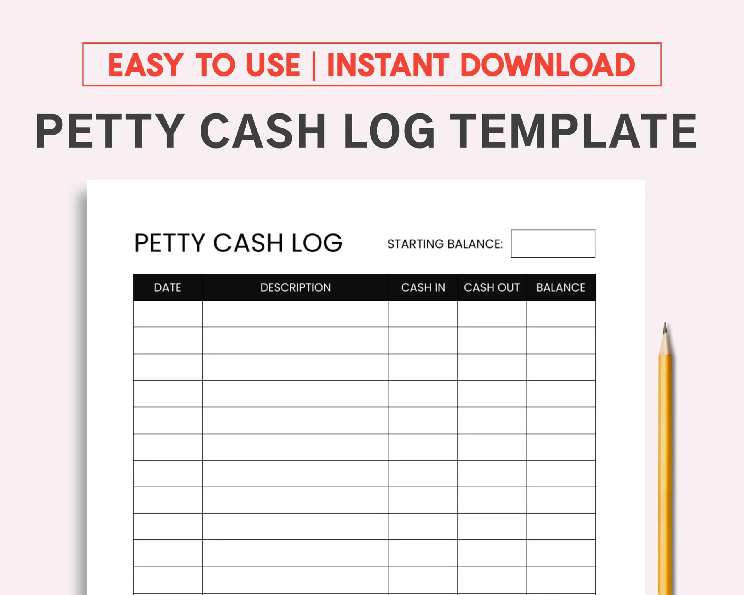 Petty Cash Log Printable And Fillable PDF Template Etsy Australia