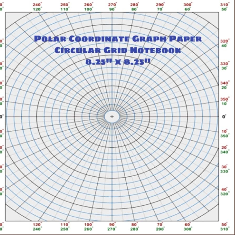 POLAR COORDINATE GRAPH PAPER CIRCULAR GRID NOTEBOOK 8 25x8 25 