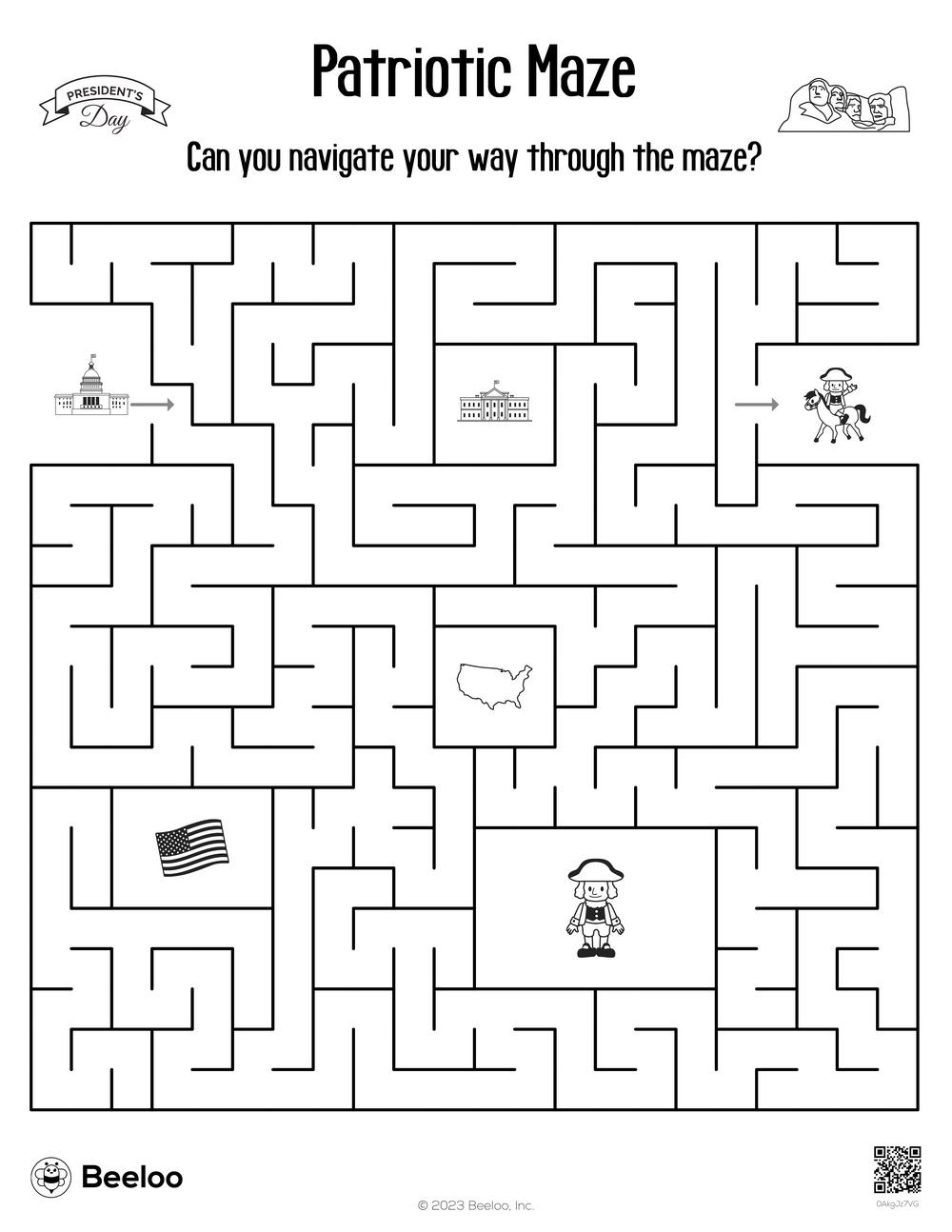 Presidents Day themed Mazes Beeloo Printable Crafts And 