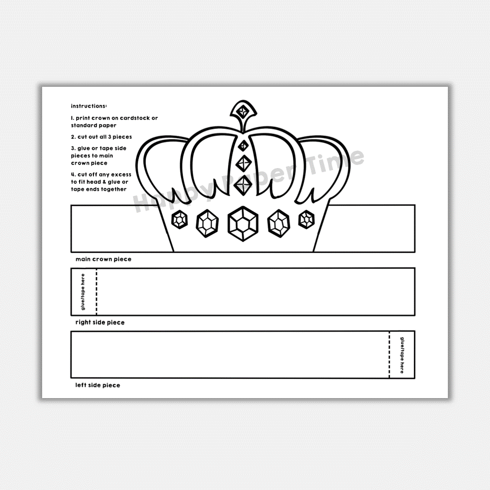 Prince King Paper Crown Printable Royal Coloring Craft Activity 