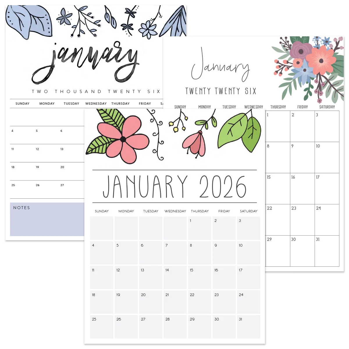 Blank Workout Calendar 2026 Printable