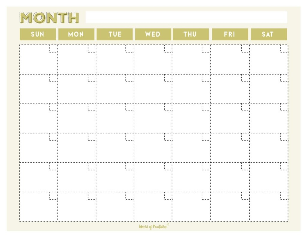 Blank 30 Day Calendar Printable
