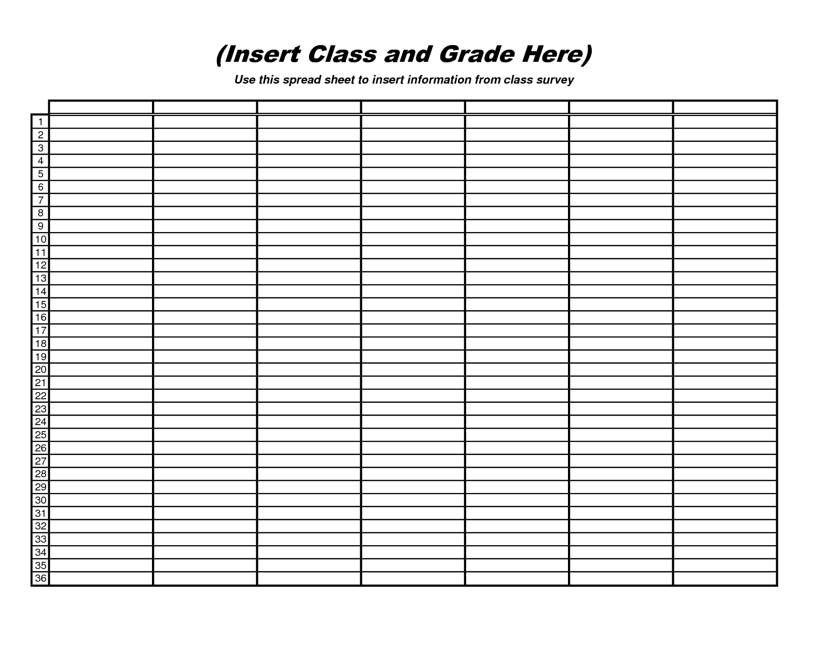 Printable Free Blank Spreadsheet Templates
