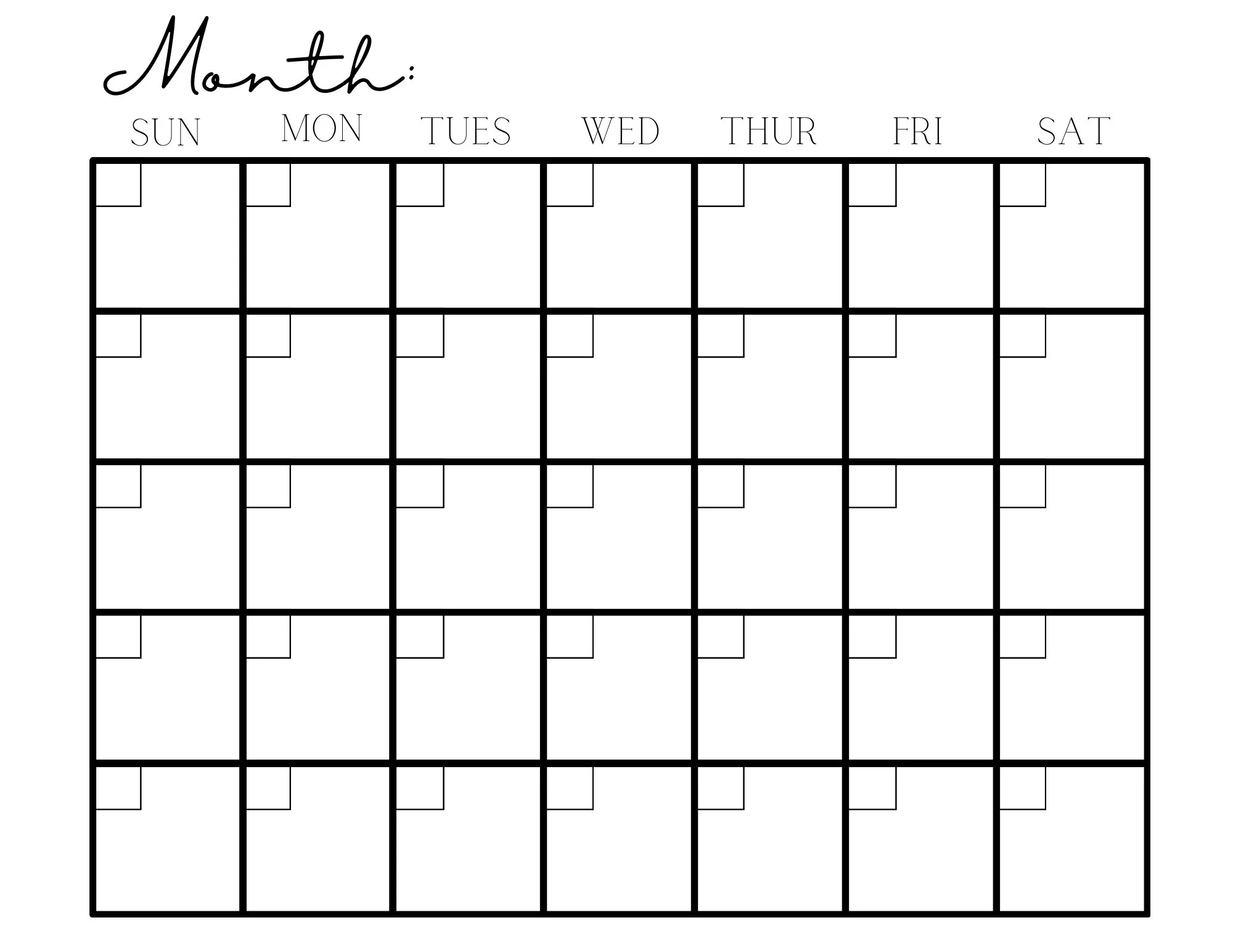 Printable Calendar 11x8 5 blank Calendar Etsy India