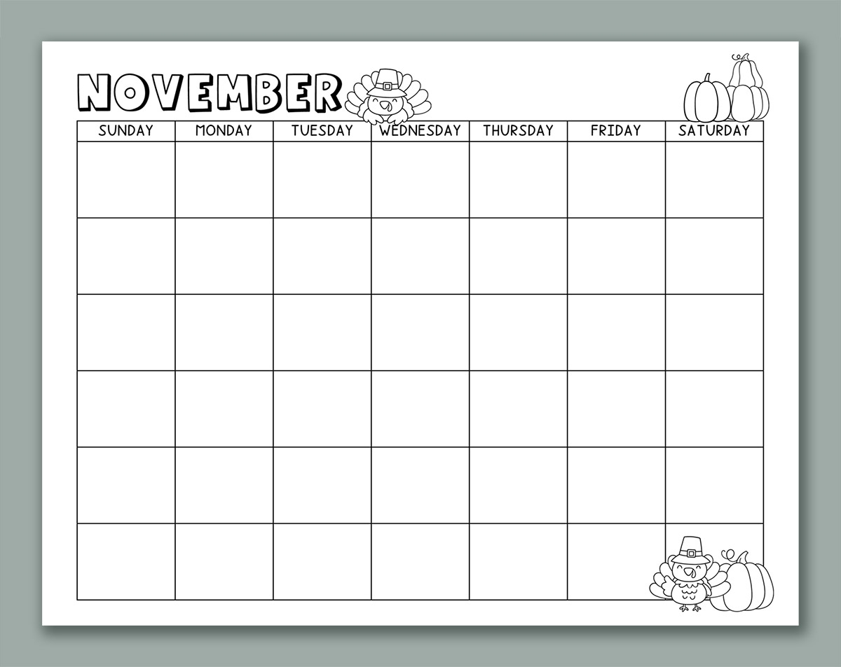 Free Blank Printable Calendar Kids