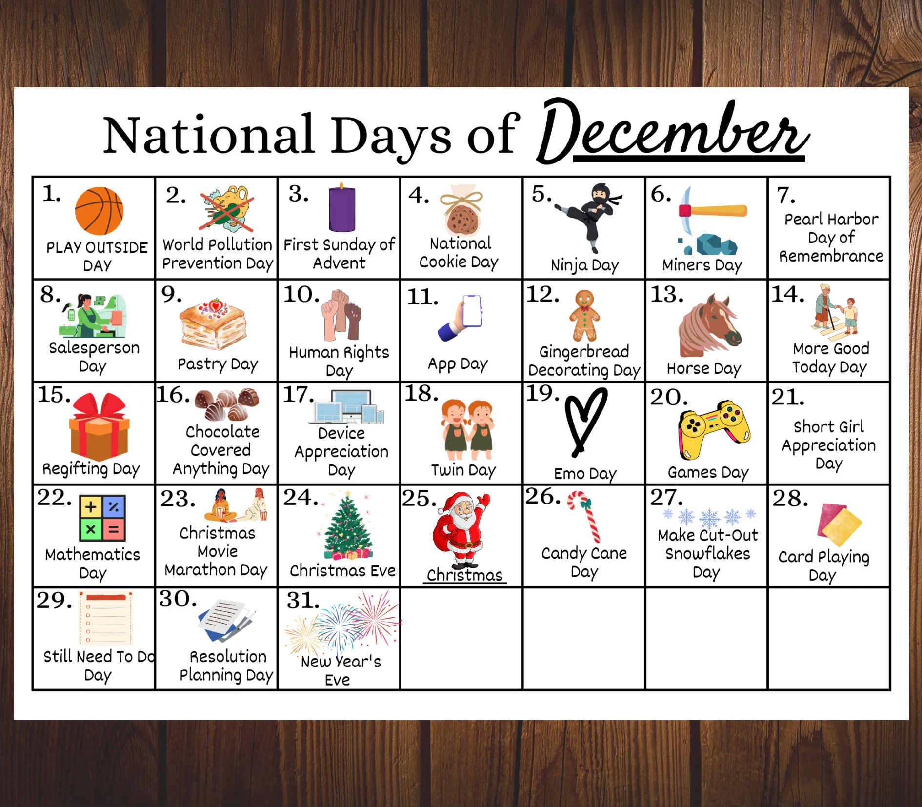 December Printable Calendar For Teachers