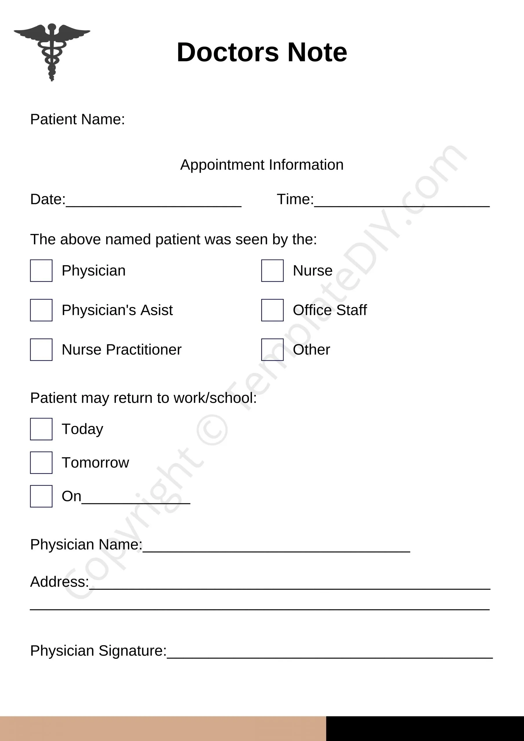 Printable Doctor s Note Template PDF amp Word Editable 