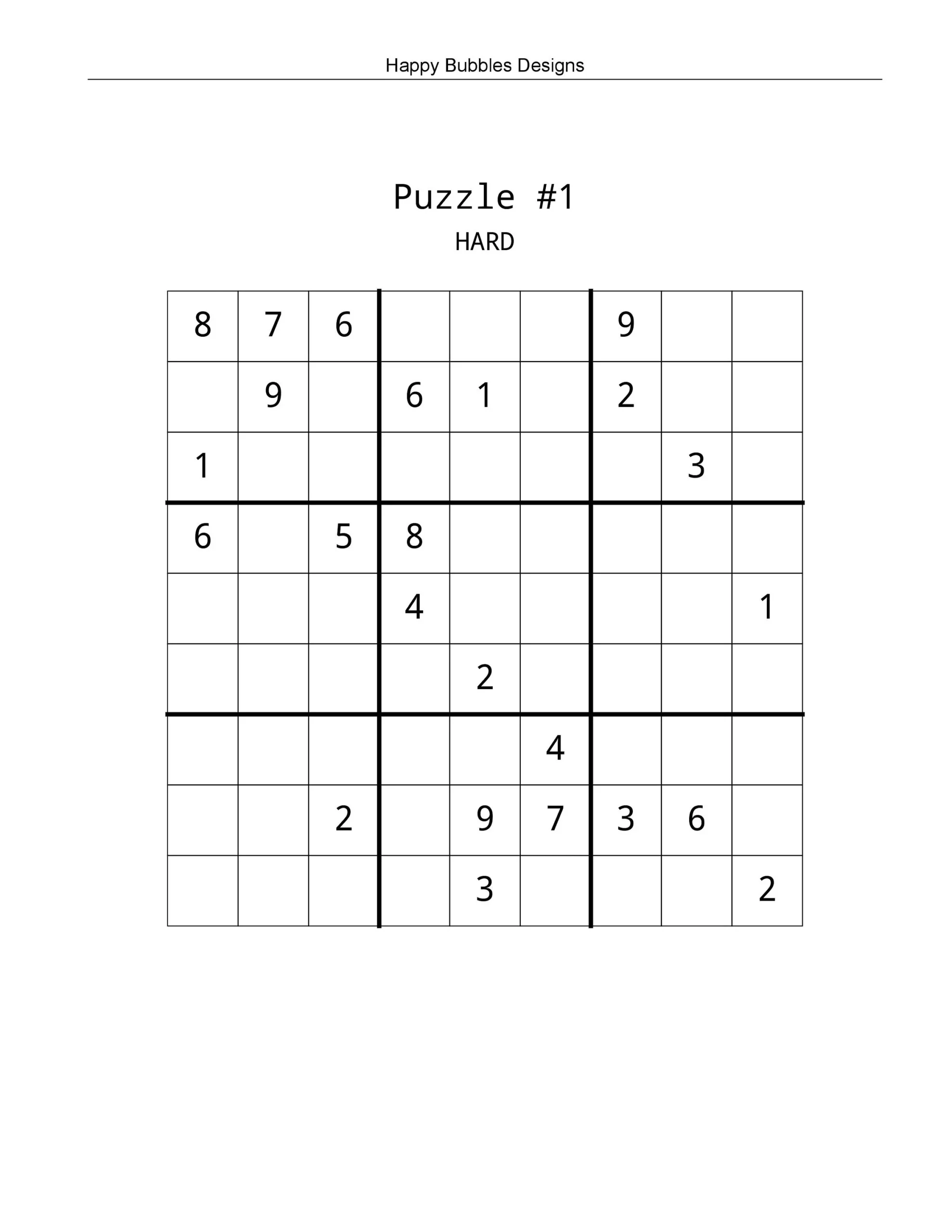 Sudoku Puzzles Printables Hard
