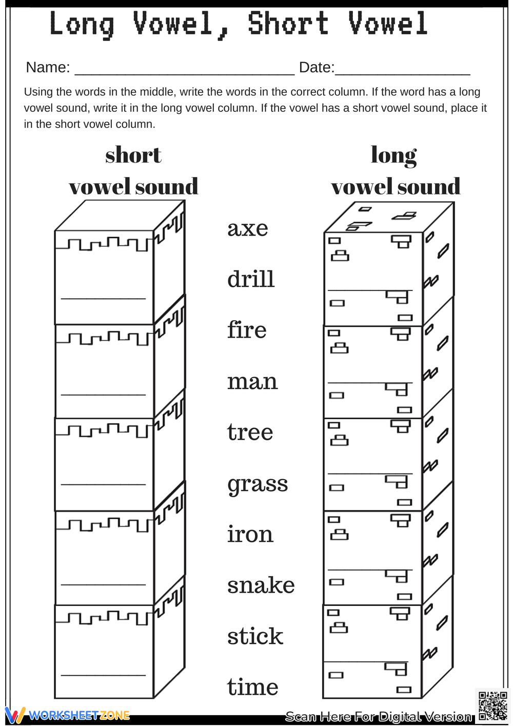 Long And Short Vowel Worksheets Free